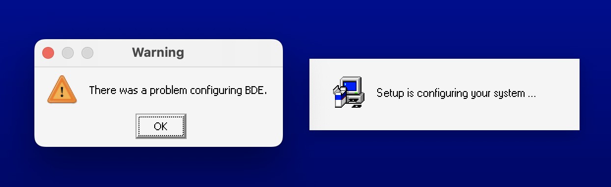 Delphi 3 BDE configuration warning under CrossOver