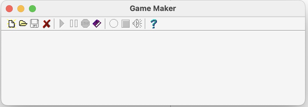 Recovered Game Maker 1.1 MainForm running from the Delphi 3 test project
