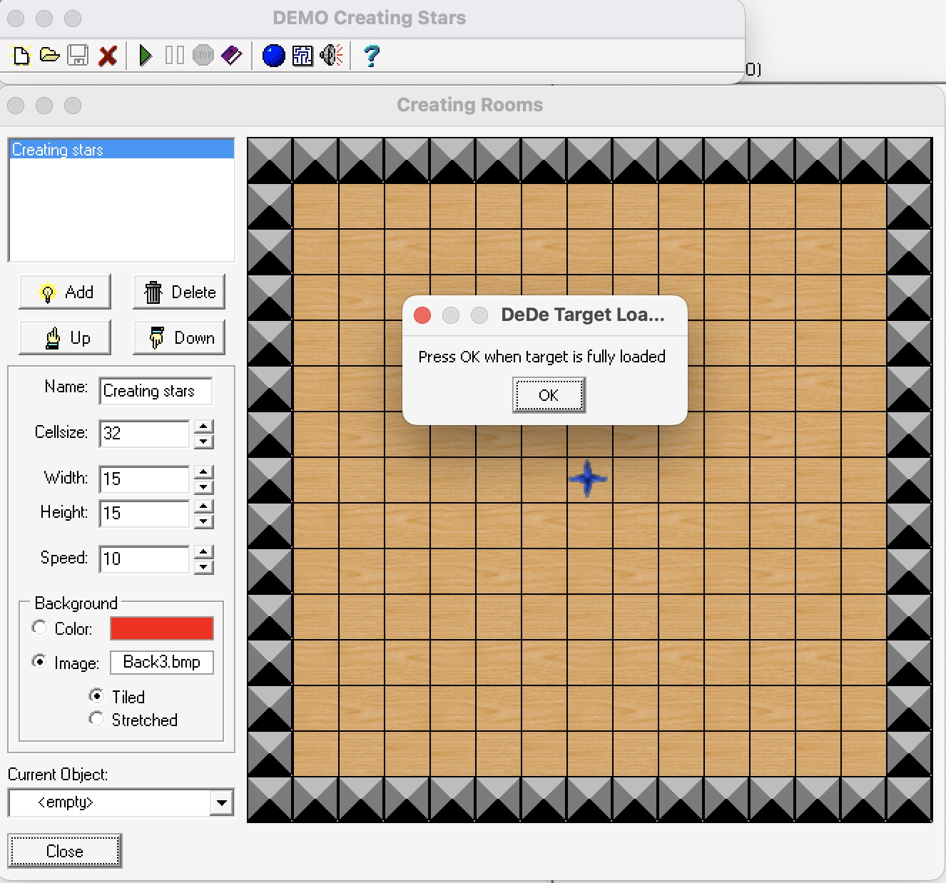 Game Maker 1.1 room editor loaded for DeDe analysis